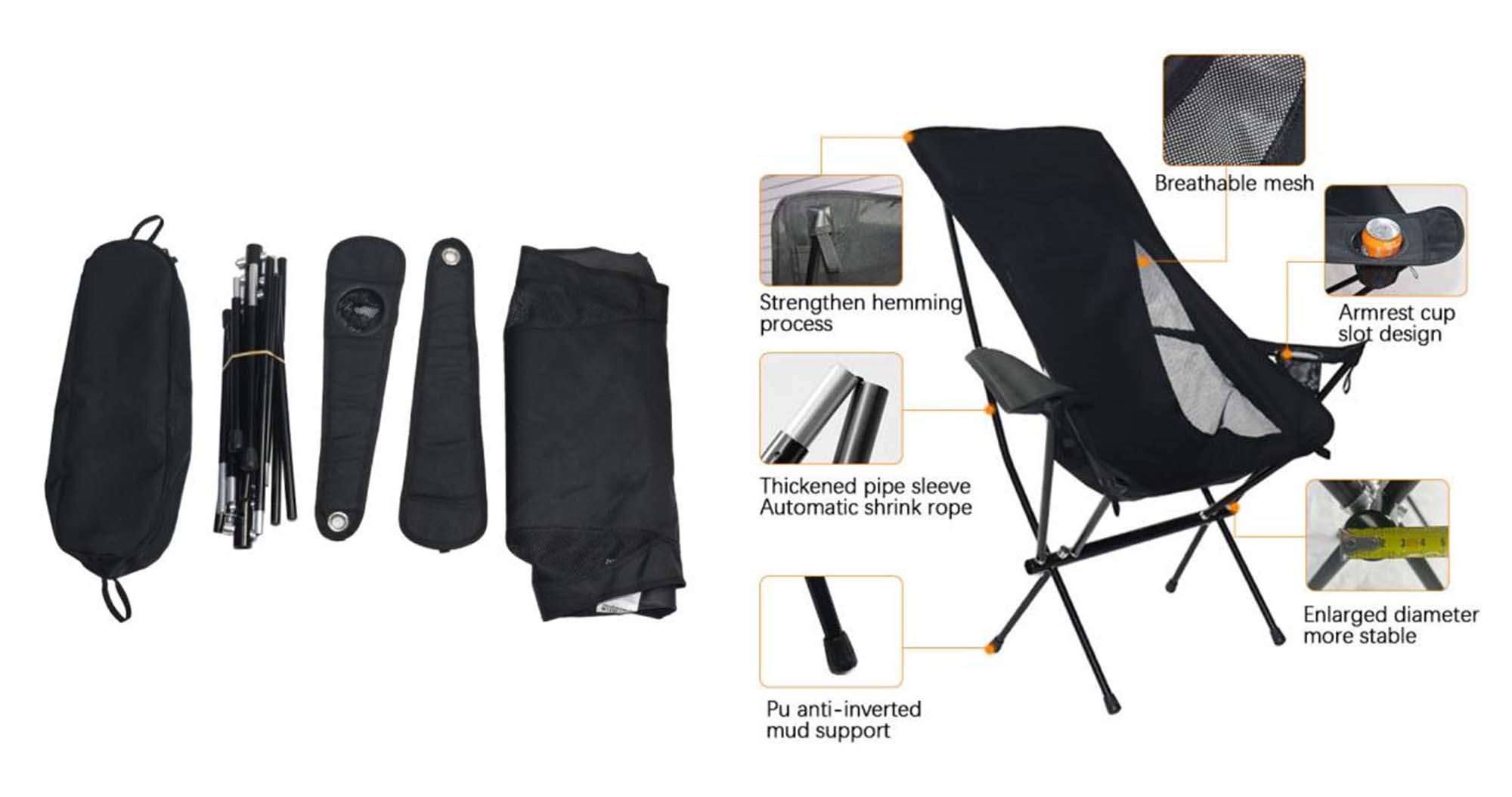Chaise de camping légère et pliable