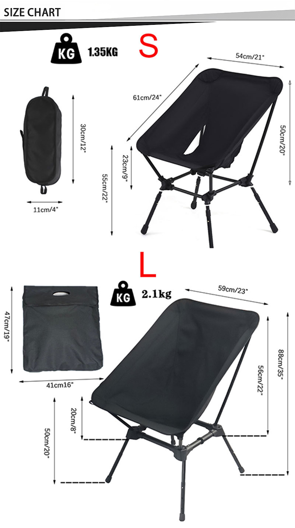 chaise de camping à hauteur réglable