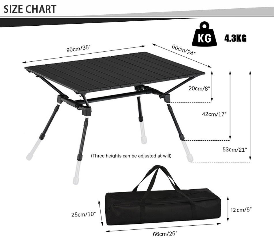 Table en aluminium ultralégère