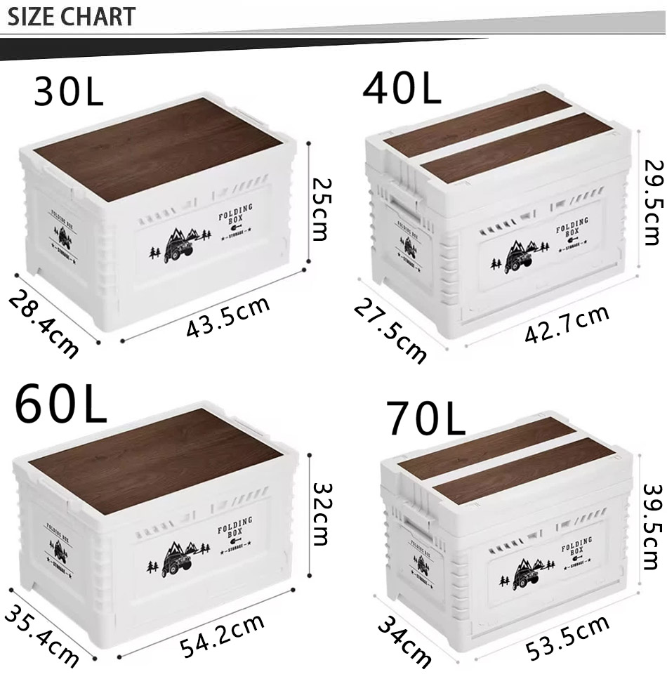 taille du bac de rangement de camping