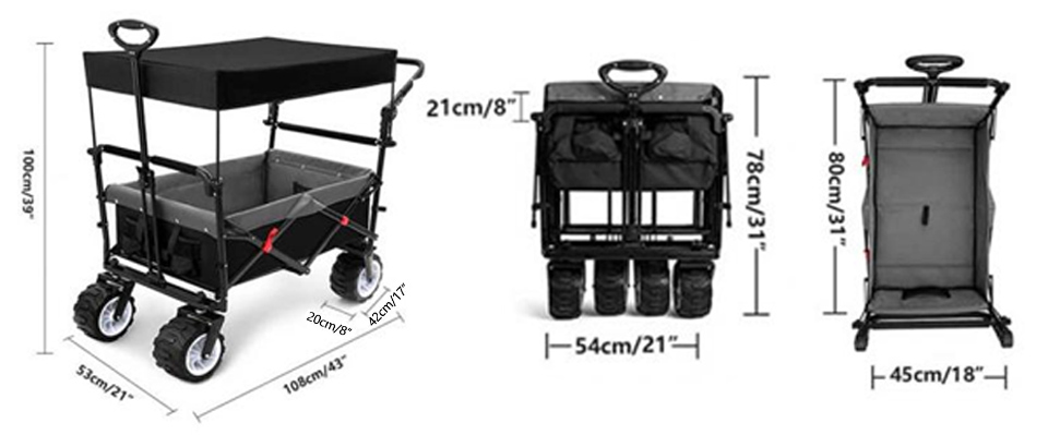 Chariot de jardin utilitaire pliable robuste