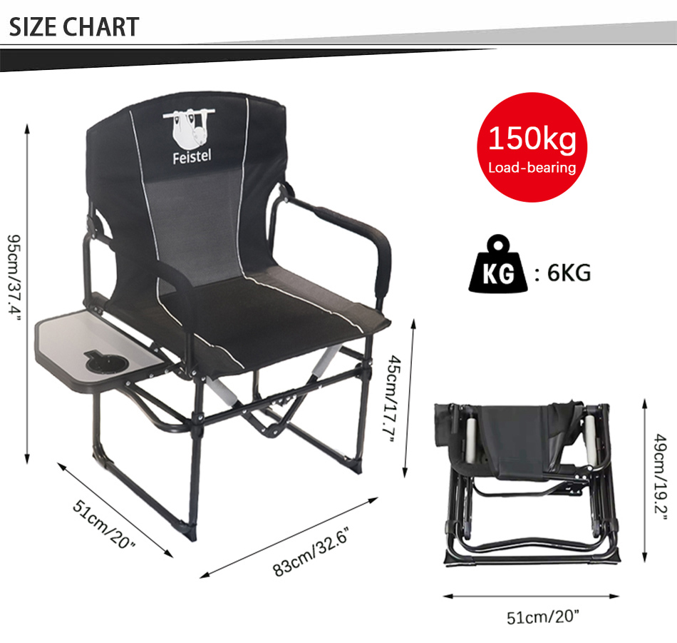 taille de la chaise de réalisateur pliante