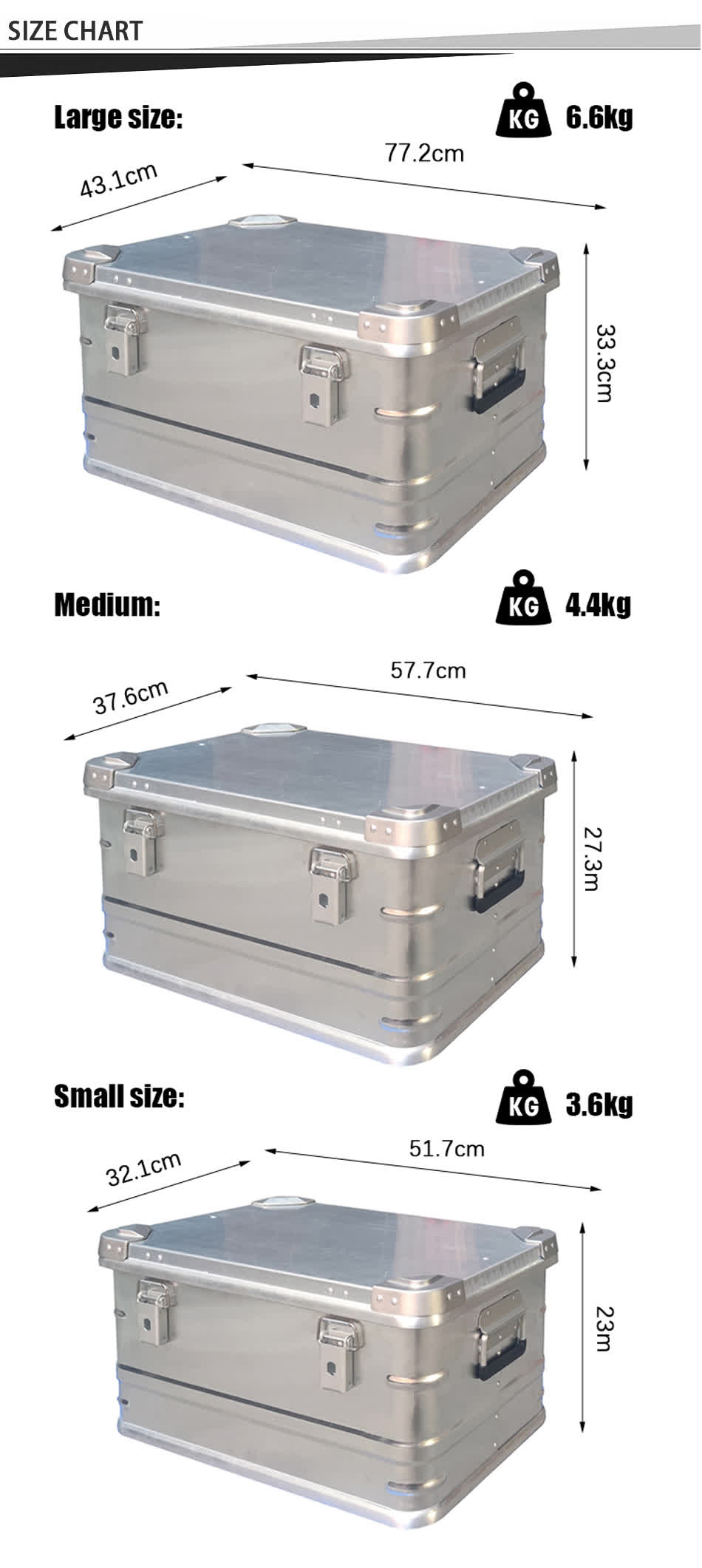 taille des conteneurs de stockage pour camping-car