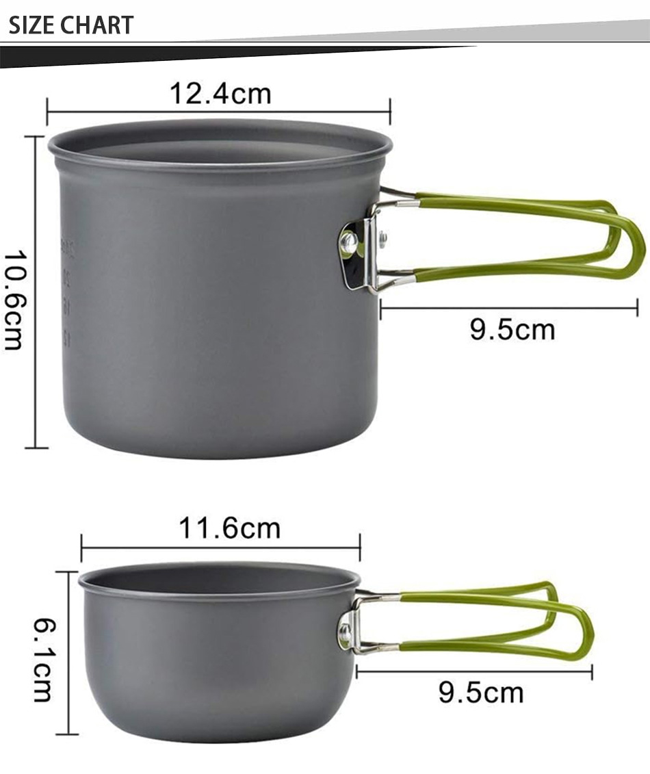 taille du kit de cuisine de camping