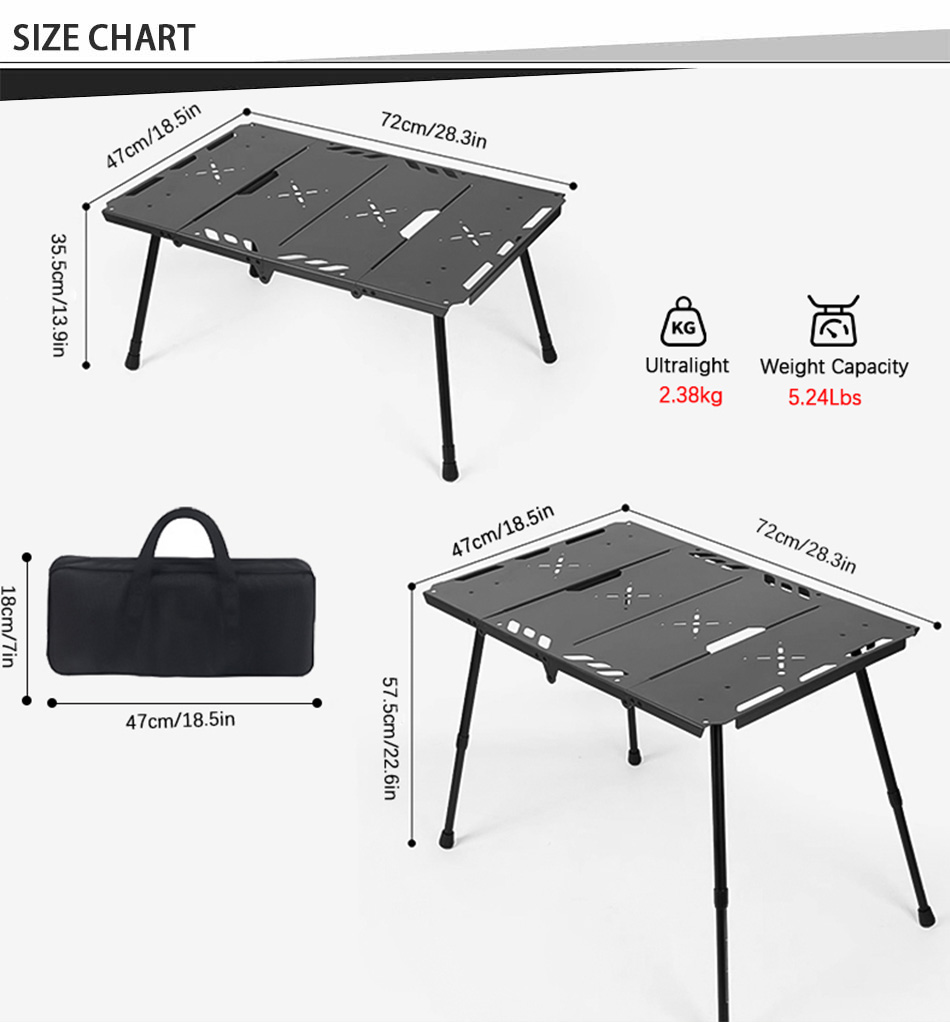 IGT Camping Table Size