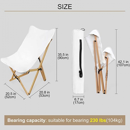 Chaise pliante extérieure en hêtre , chaise longue en bois de plage pour le camping , plage de pique-nique en sac à dos 