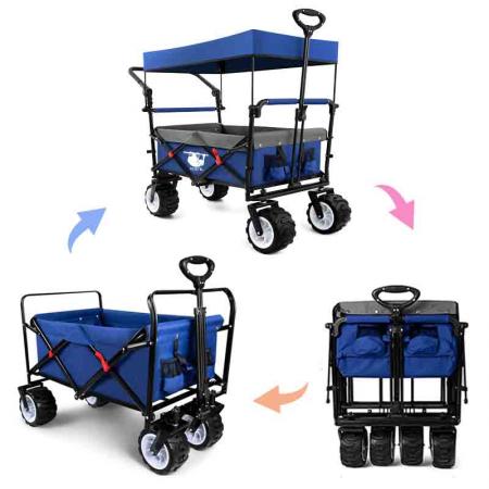 cadre en acier de jardin camping chariot chariot camion à main auvent pliable utilitaire voyage pliant chariot de plage 
