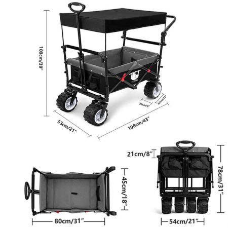 Chariot de chariot de plage de jardin extérieur pliant robuste chariot de transport de jardin pliable 