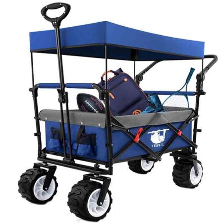 cadre en acier de jardin camping chariot chariot camion à main auvent pliable utilitaire voyage pliant chariot de plage 