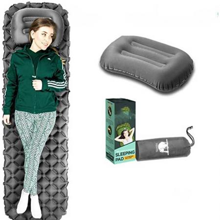 Camping Matelas de couchage léger avec oreiller pour la randonnée en camping 