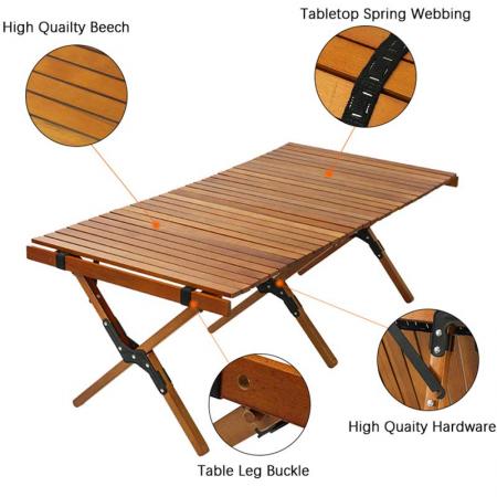 table pliante portable table pliante en bois bois pliable adultes table pliante en bois rouleau camping table de pique-nique pliante pour la pêche à la plage 