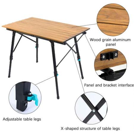 Table de camping table de camping en plein air pliable table d'extérieur réglable en hauteur table légère pliante portable pour pique-nique 