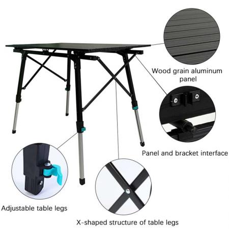 table d'extérieur pliable en aluminium pliante hauteur réglable table pliante camping en plein air léger pour le camping 
