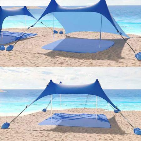 Tente de plage pop up tente de pêche abri soleil abri soleil de plage avec pelle à sable piquets de sol et poteaux de stabilité 