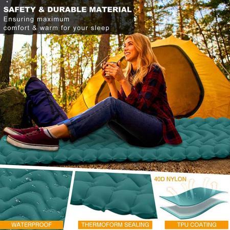 Matelas de couchage de camping en plein air avec oreiller intégré pour la randonnée en sac à dos 