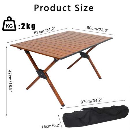 table de camping en plein air table en aluminium pliante table à motif en bois camping en plein air léger pour le camping plage arrière-cours BBQ party 