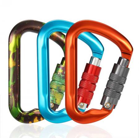 Mousqueton à boucle en D extérieur de haute qualité verrouillant la boucle de suspension de bouteille de porte-clés de couleur audacieuse 