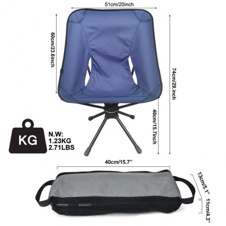 Chaise pivotante chaise de camping portable chaise d'extérieur compacte s'installe en 5 secondes prend en charge 300lbs en aluminium de qualité aéronautique 