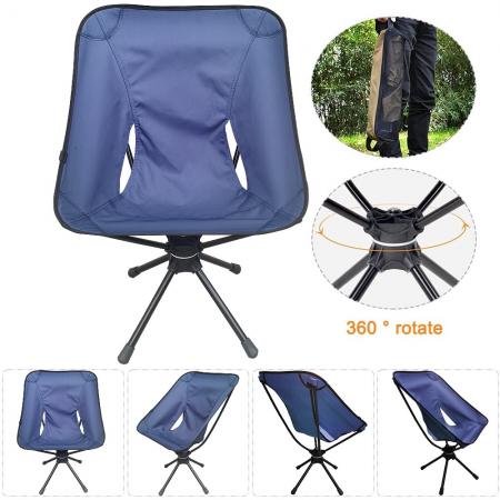 Chaise pivotante camping chaise d'extérieur lumière durable en alliage d'aluminium chaise pliante 360 chaise pivotante rotative avec sac de transport 