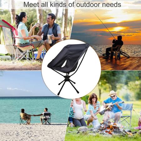 Chaise de camping portable pivotante à 360 degrés, chaise de pêche 