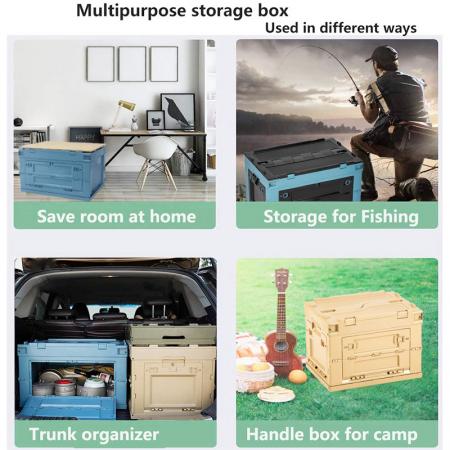 Amazon hot 20L 28L 50L 65L 80L voiture camping multifonctionnel en plastique boîte pliante portable stockage bin boîtes 