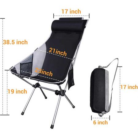 chaise de camping pliante ultra-légère , chaise de randonnée portable compacte - dossier haut 