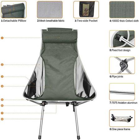 chaise de camping compacte , chaise pliante pour l'extérieur , camping , pique-niques , randonnée 