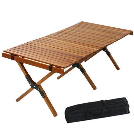 Table en bois extérieure table pliante en bois rouleau camping table de pique-nique pliante pour la pêche à la plage 