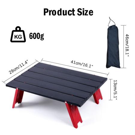 Table de camping portable ultralégère Petite table pliante ultralégère avec dessus de table en aluminium 