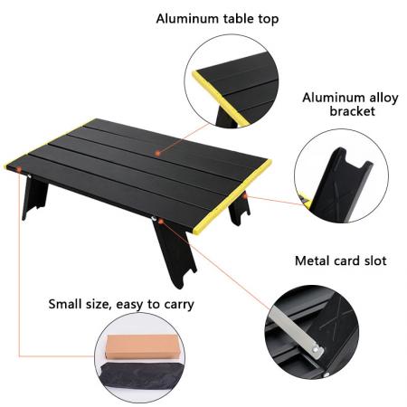 Table de camping Table en aluminium compacte à plateau roulant 