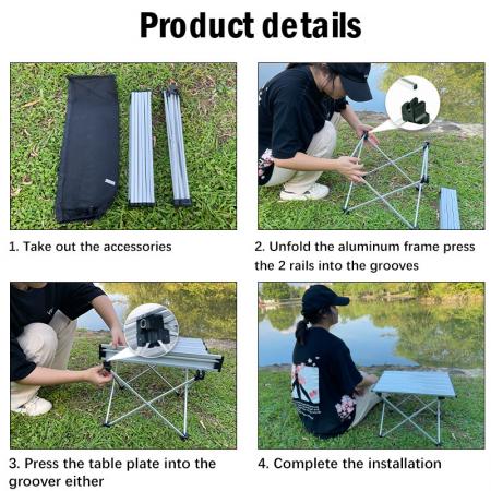 Le camping léger enroulent la table carrée portative en aluminium pour le pique-nique extérieur de randonnée 