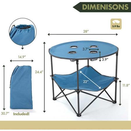 Table de camping pliante ultralégère pour le pique-nique de randonnée en camping en plein air 