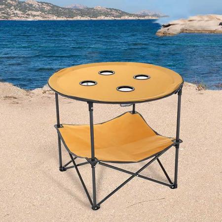 Tables table portable pliante avec 4 porte-gobelets et sac de rangement pique-nique pliant pour la plage en plein air 