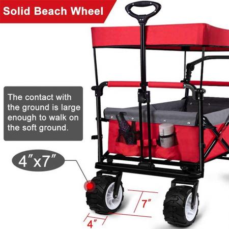 chariot de chariot pliable chariot utilitaire extérieur pliable chariot de plage robuste avec roue tout-terrain 
