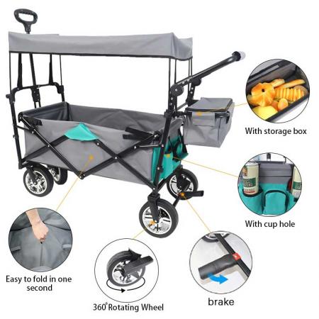 Chariot de jardin de camping extérieur pliant robuste avec roues universelles 