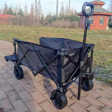 Chariot utilitaire robuste capacité pliable pliable extérieur chariot patio jardin chariot avec 2 porte-gobelets et roues pour camping et pique-nique 