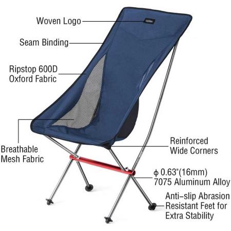 Chaise pliante d'extérieur chaise de camping ultra-légère chaises de plage portables à dossier haut chaises d'extérieur pliantes pour camp en plein air 