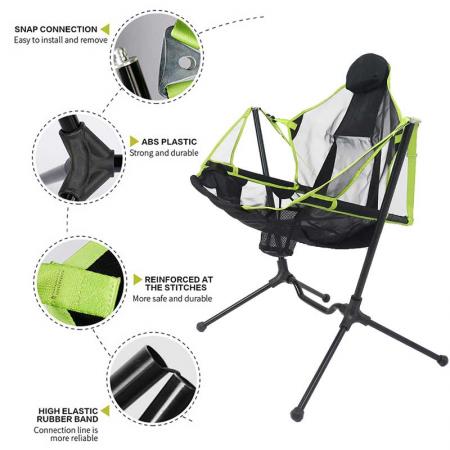 Camping pliant chaise berçante balançoire inclinable balançoire relaxante dossier confortable chaise pliante extérieure 