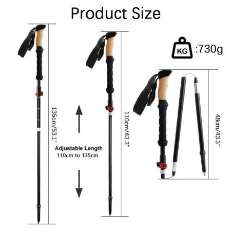 Feistel vente en gros OEM personnalisé nordique pliable pliant sentier en fibre de carbone randonnée bâtons de marche bâton de marche 