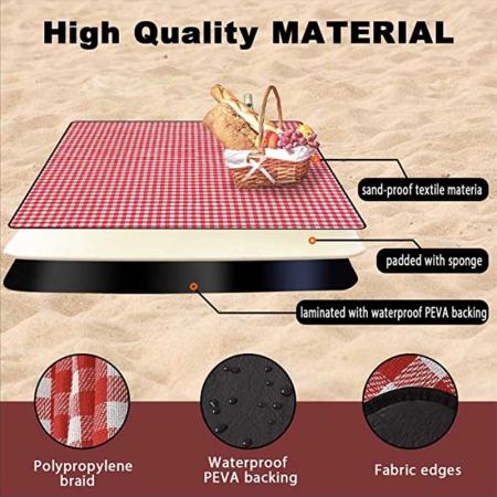 couverture de pique-nique imperméable - tapis de pique-nique extérieur pliable à 3 couches 