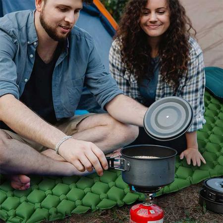 Tapis de couchage en mousse camping gonflable 2 personnes tapis de couchage ultra-léger extra épais tapis de camping avec oreiller pour voyager randonnée 