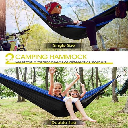 Amazon vente chaude hamac léger camping hamac en nylon extérieur avec des sangles d'arbre pour l'extérieur 