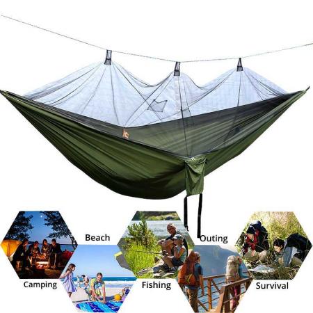 Camping en nylon hamac moustiquaire avec sangle d'arbre robuste pour voyage randonnée randonnée activités de plein air 