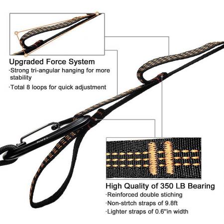 sangles de hamac XL 20 pieds de long combinées 15 + 1 boucles pour kit de système de suspension de hamac 