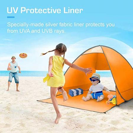 abri de plage anti-uv pare-soleil de tente de canopée de plage avec plancher étendu
 