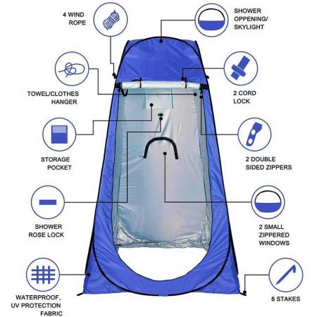 Tente de douche de camping tente d'intimité pop-up pour votre douche portable tente de salle de bain vestiaire portable
 