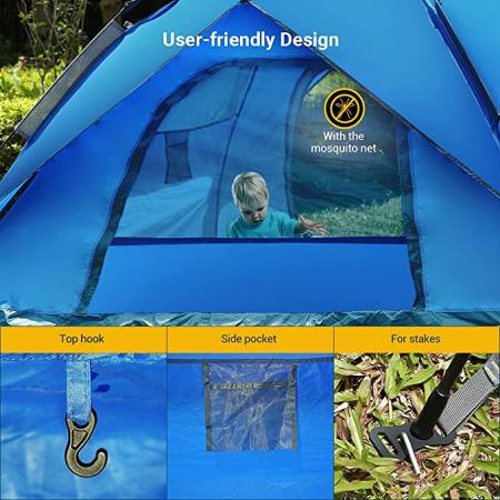 Tentes de camping portables familiales automatiques imperméables pour 3 à 4 personnes pour la randonnée en plein air
 