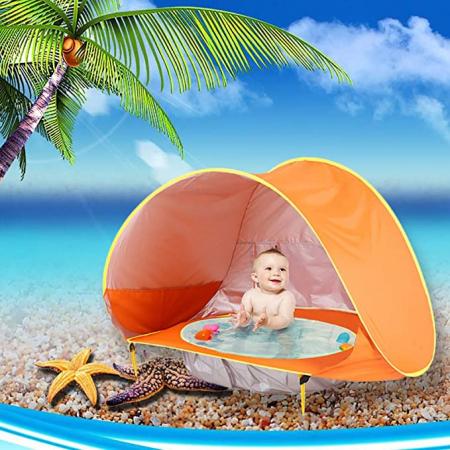 Tente de plage piscine bébé pop up pare-soleil abri protection UPF 50+ pour la plage en plein air
 