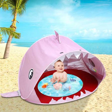 Tente de plage pour bébé avec piscine UPF 50+ Tente d'extérieur pour abri solaire de plage pour bébé et enfants
 