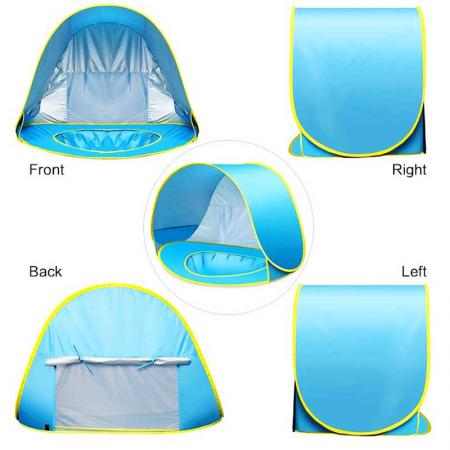 Tente de plage pour bébé abri pare-soleil pop up avec piscine UPF 50+ protection pour bébé ou bébé tente portable
 
